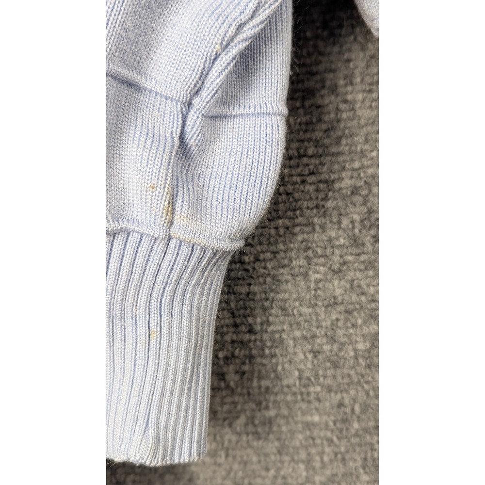 Vintage Profile Youth Knit Sweater Light Blue Striped V-Neck Pullover Size M 10 - Picture 6 of 9